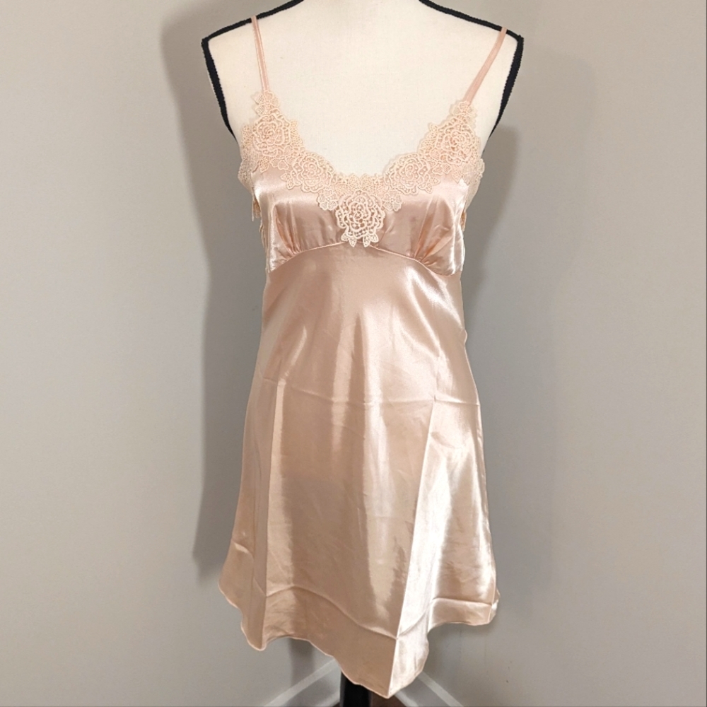 Satin and lace nightgown slip babydoll lingerie gown size L